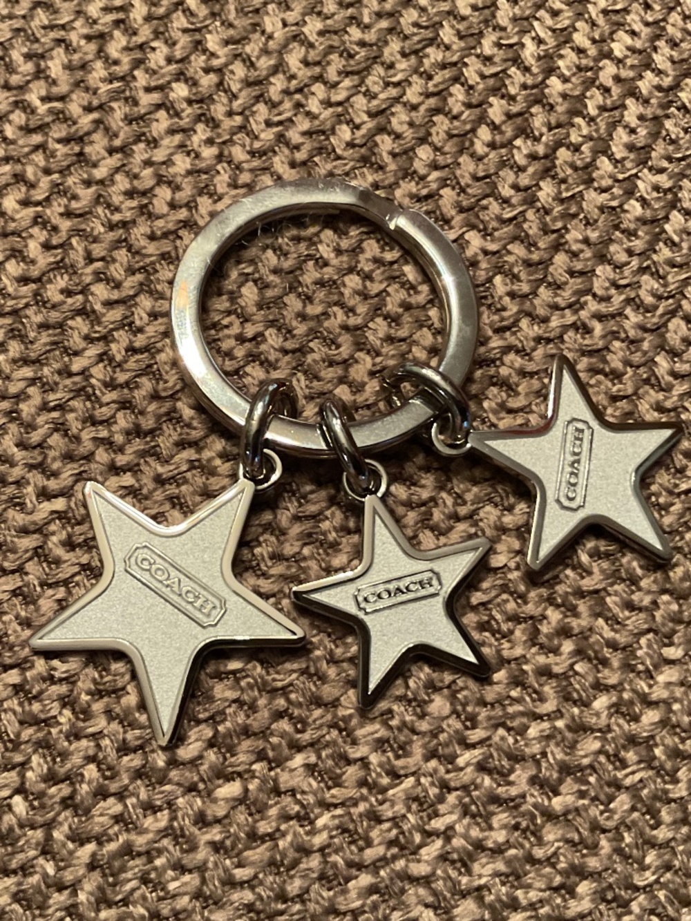 Coach Vintage White Triple Star Keychain and Bag Charm
